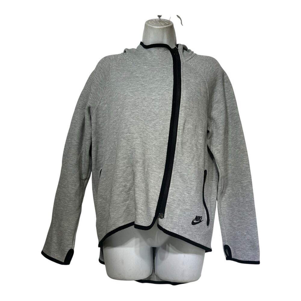 Nike Grey Black Sportswear Tech Zip Hooded Fleece Performance Windrunner Size M